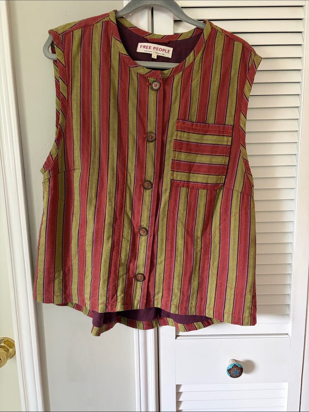 Free People Emilie Vest - Striped Button-Front Top